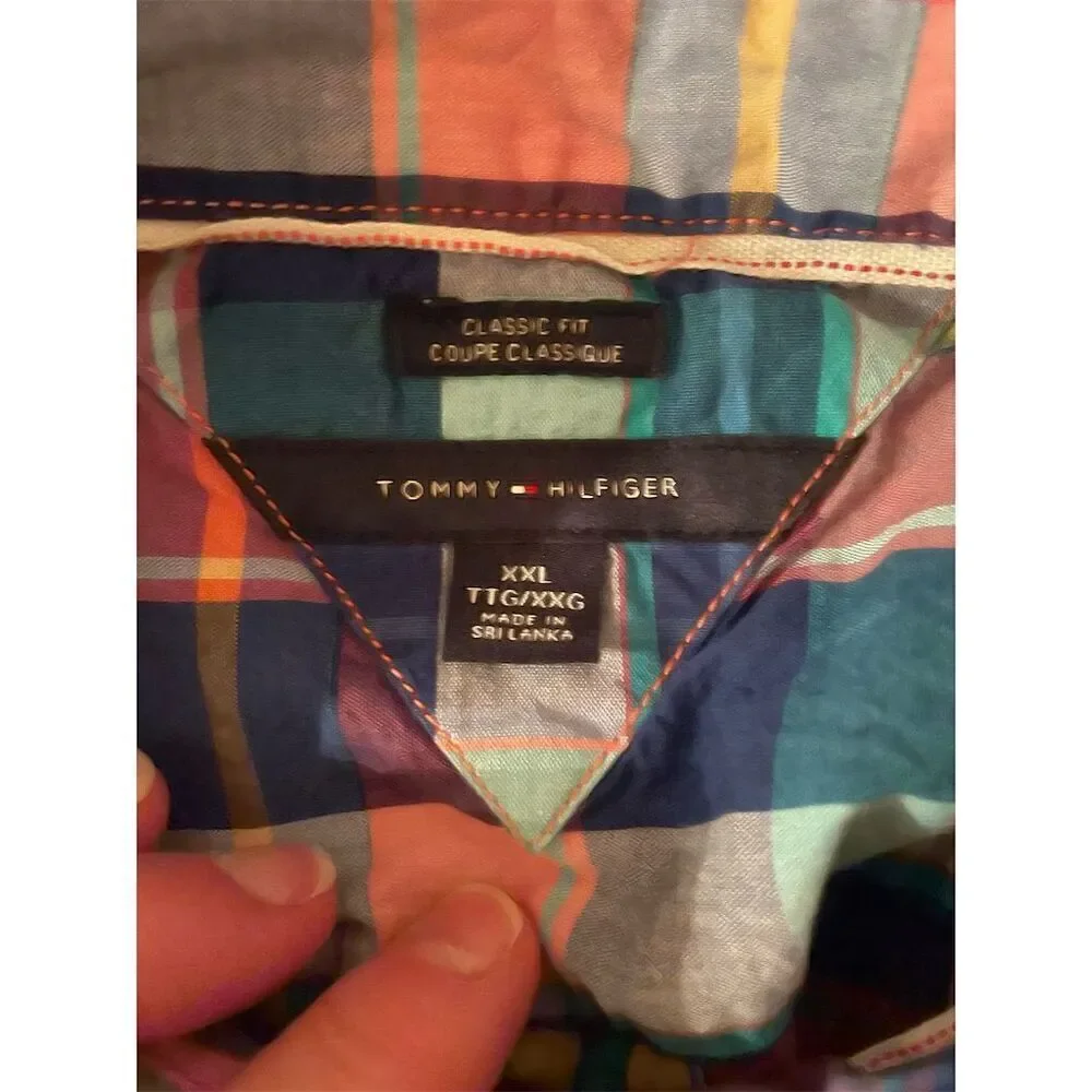 *3/$15 Tommy Hilfiger Men's L Plaid Long Sleeve Button-Up Shirt Multicolor - Picture 6 of 8